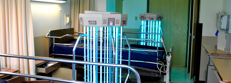 UVC System between two hospital beds